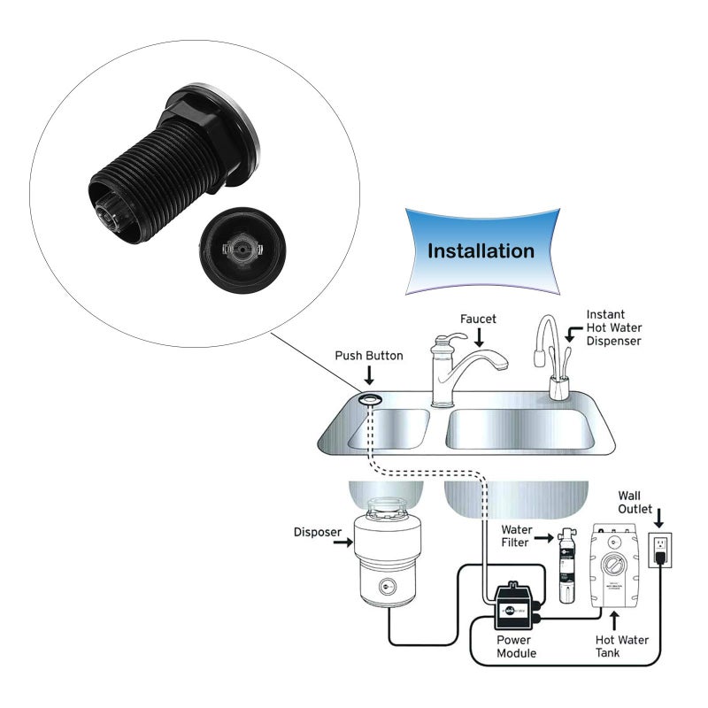 Ketofa 2026 Upgraded Sink Top Push Button with Air Hose Replacement, Air Switch Button for Garbage Disposal Air Actived Switch Sink Garbage Disposal Parts by Ketofa - Image 5